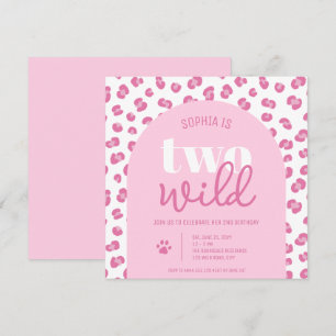 Pink Two Wild Girl Second Birthday Invitation