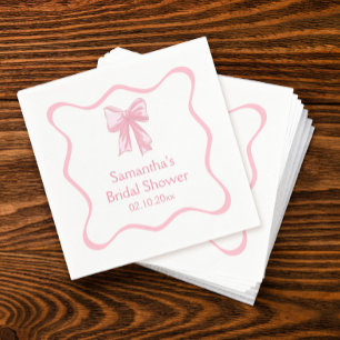 Pink Tying the knot Bridal Shower Bow Napkin