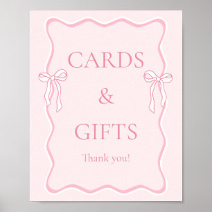 Pink Tying the knot Bridal Shower Cards & Gifts Poster
