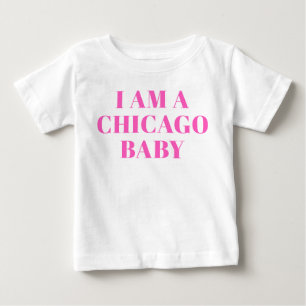 Pink Typography Chicago Baby Clothing T-Shirt