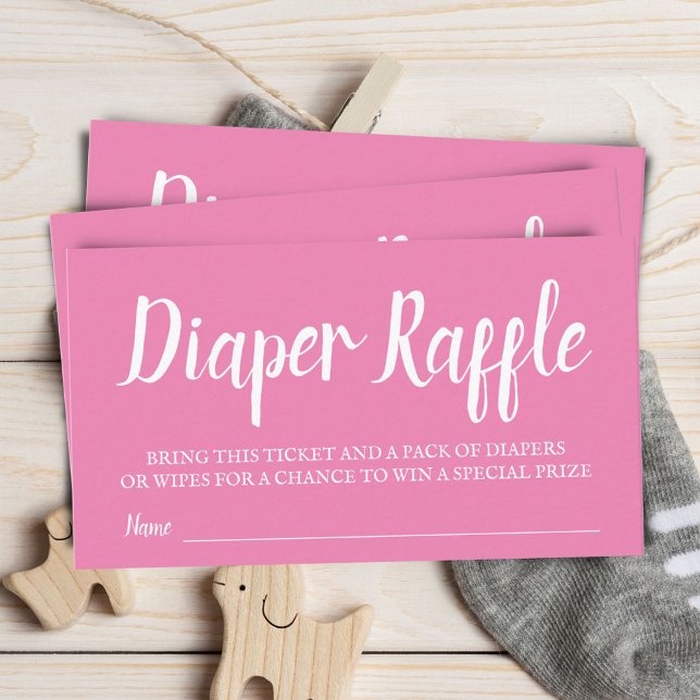 Pink Typography Diaper Raffle Enclosure Card (Creator Uploaded)