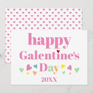 Pink typography Happy Galentines Day Holiday Card