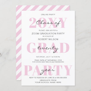 Pink Typography Modern Online Graduation Party Invitation