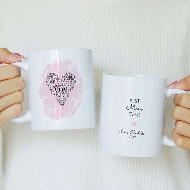 Pink Typography Mum Heart Coffee Mug (Creator Uploaded)