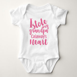 Pink Typography Stole My Grandpa's Heart with Name Baby Bodysuit