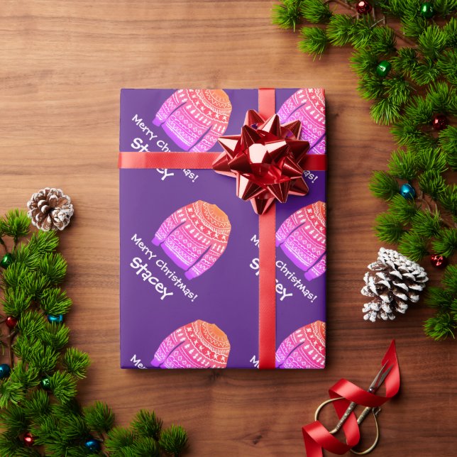Pink ugly Christmas sweater pattern custom Holiday Wrapping Paper (Holiday Gift)