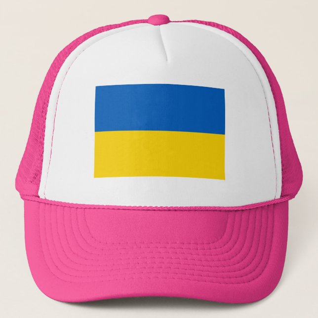 PINK Ukraine National Flag Trucker Hat (Front)