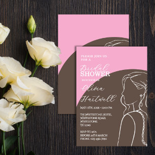 Pink & Umber Bridal Shower Invitation
