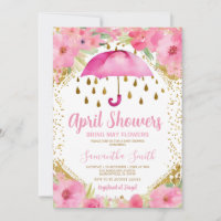 Pink Umbrella April Showers Bring May Flowers