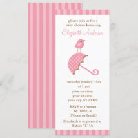 Pink Umbrella Bird Girl Baby Shower