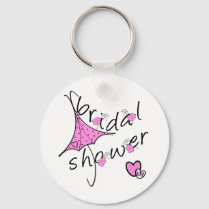 Pink Umbrella Bridal Shower Key Ring
