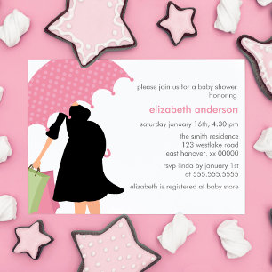 Pink Umbrella Mum To Be Girl Baby Shower Invitation