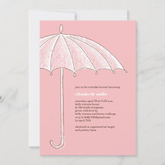 Pink Umbrella Shower Party Invitations