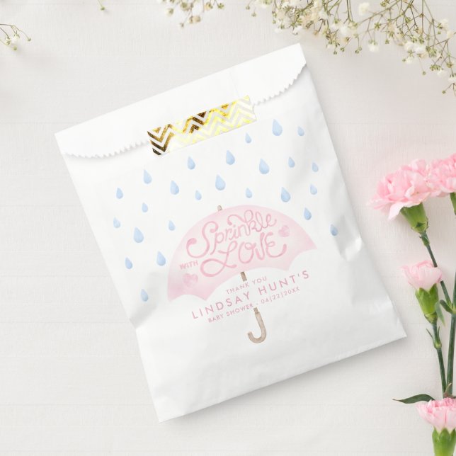 Pink Umbrella Sprinkle Baby Shower Favour Bags (Sealed)