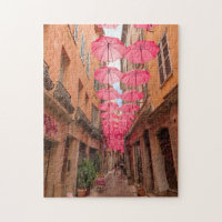 Pink Umbrellas in Grasse French Riviera in France