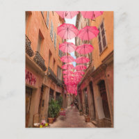 Pink Umbrellas in Grasse French Riviera in France 