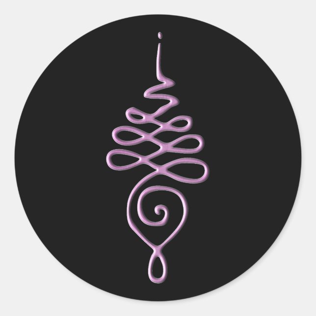 Pink Unalome Classic Round Sticker (Front)