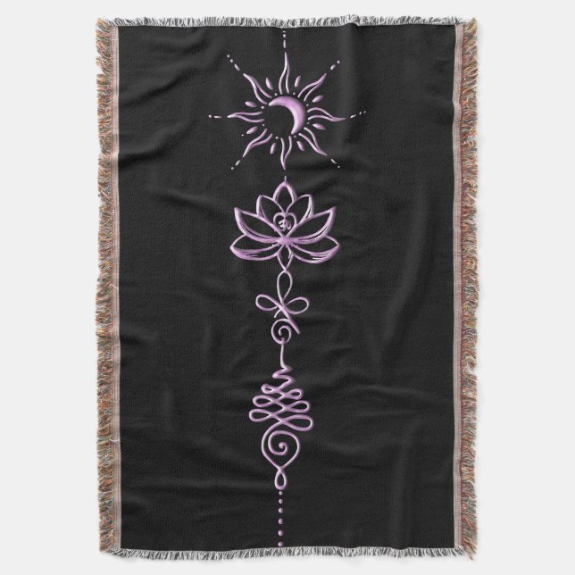 Pink Unalome Group Throw Blanket (Front Vertical)
