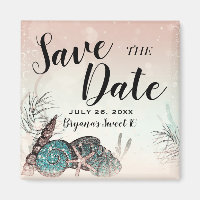 Pink Under Sea Shells Beach Save the Date Sweet 16