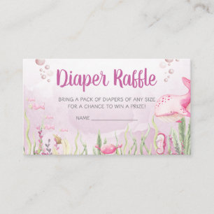 Pink Under the Sea Baby Shower Diaper Raffle Enclosure Card