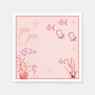 Pink Under the Sea baby Shower Napkin