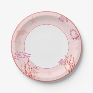 Pink Under the Sea baby Shower  Paper Plate
