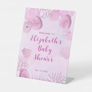 Pink Under The Sea Baby Shower Welcome  Pedestal Sign
