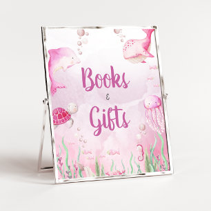 Pink Under the Sea Shower Books and Gifts Sign