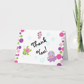 Pink under the sea thank you cards! card