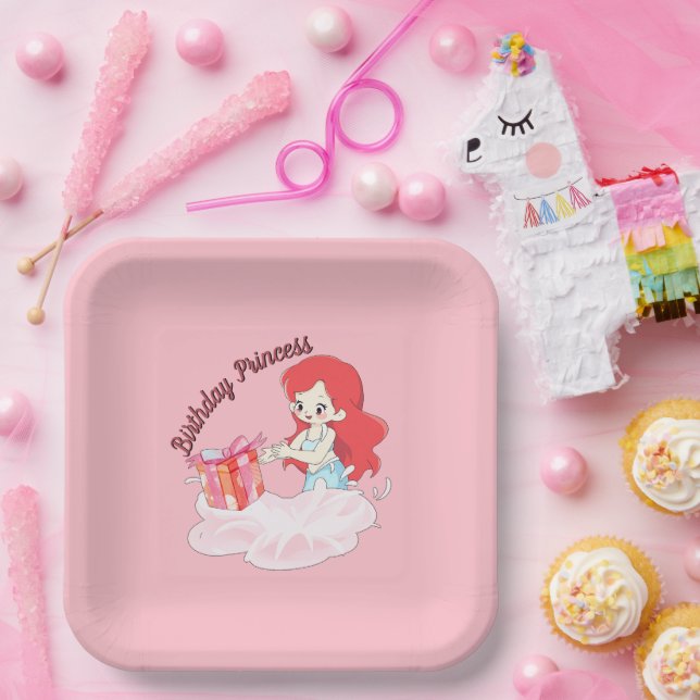 Pink Undersea Birthday Paper Plates Editable (Party)