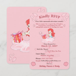Pink Undersea Birthday RSVP Card Editable