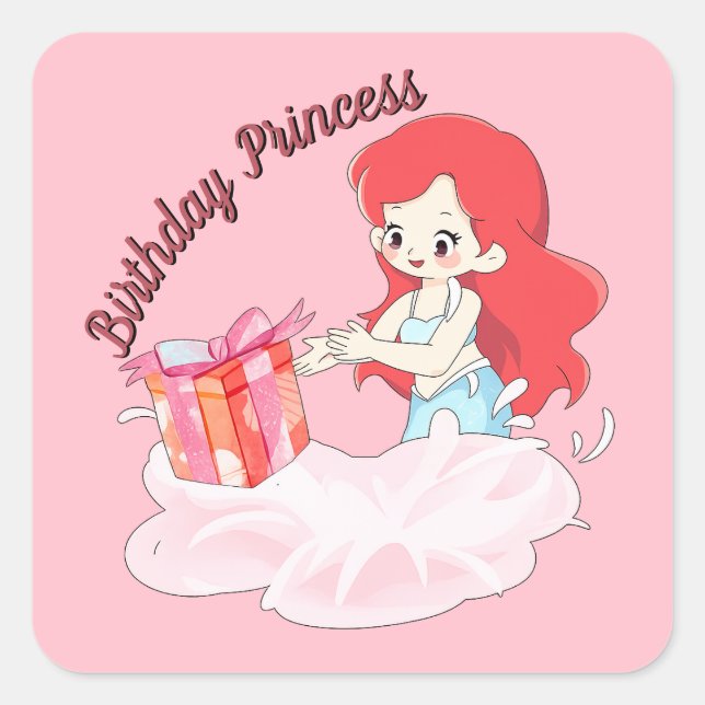 Pink Undersea Birthday Sticker Editable (Front)