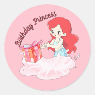 Pink Undersea Birthday Sticker Editable