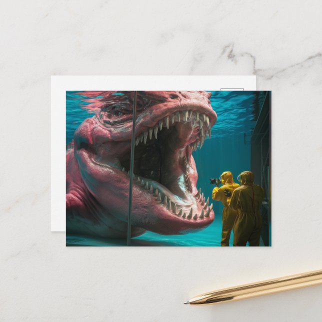 Pink Undersea Monster Postcard (Front/Back In Situ)