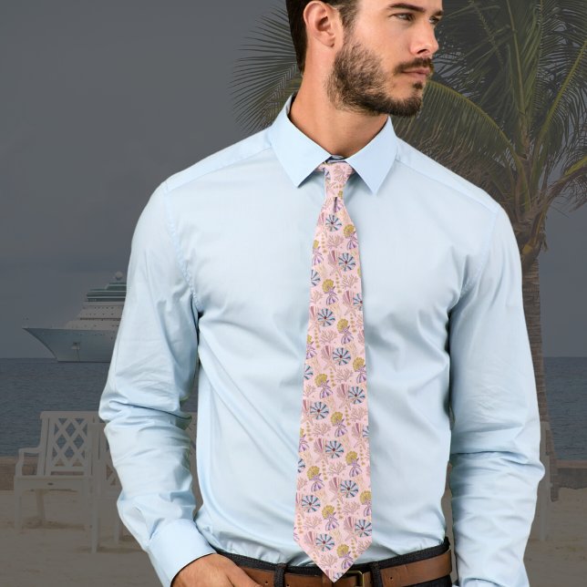 Pink Underwater Seashells, Coral, and Starfish Tie (Creator Uploaded)