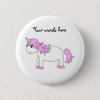 Pink unicorn 6 cm round badge
