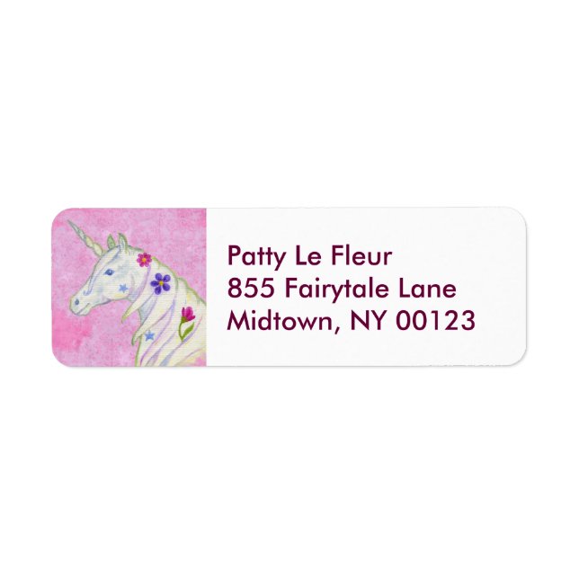 Pink Unicorn address label (Front)