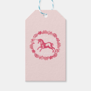 Pink unicorn and flowers gift tags