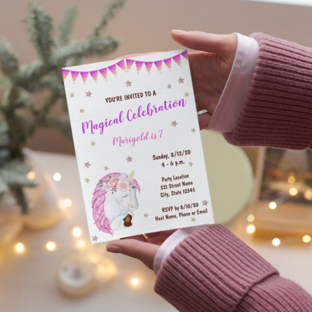 Pink Unicorn Birthday Invitation (Creator Uploaded)