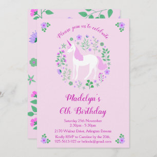 Pink Unicorn Birthday Party Invitation