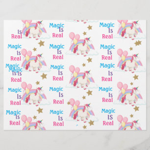 Pink Unicorn Birthday Party Scrapbook Paper