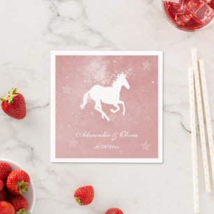 Pink Unicorn Bridal Shower Napkin