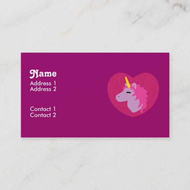 Pink Unicorn Business Cards (Front)