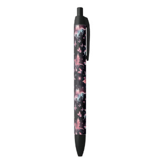 Pink Unicorn Dragon Mix Black Ink Pen