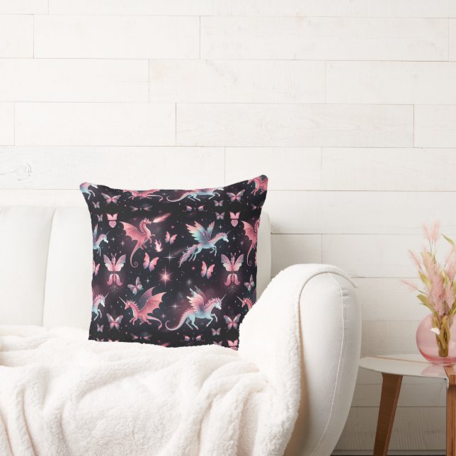 Pink Unicorn Dragon Mix Cushion (Couch)