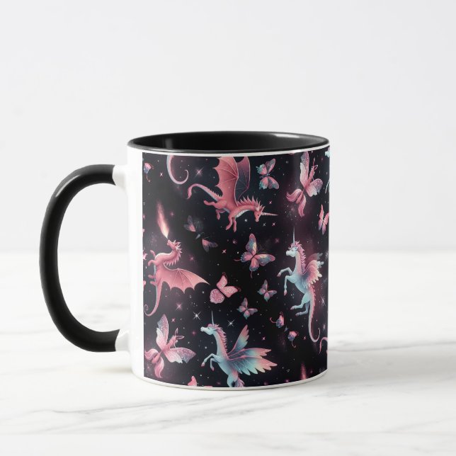 Pink Unicorn Dragon Mix Mug (Left)