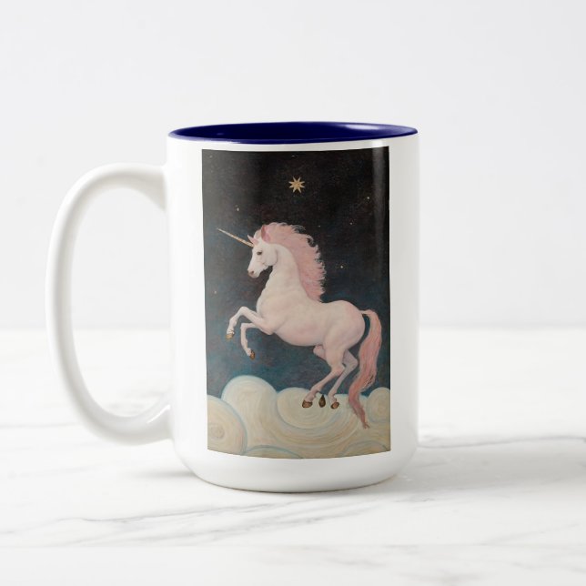 Pink Unicorn Dream  Two-Tone Coffee Mug (Left)