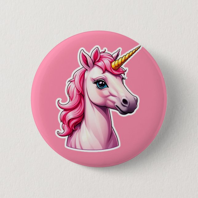 Pink Unicorn Fantasy 6 Cm Round Badge (Front)