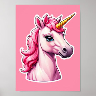 Pink Unicorn Fantasy Poster