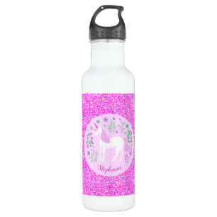 Pink Unicorn Glitter Personalised 710 Ml Water Bottle